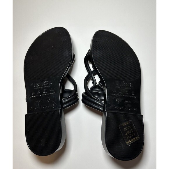 MELISSA SALINAS Women's Wave Slip On Strappy Black Sandals Flats 6 - Picture 6 of 6